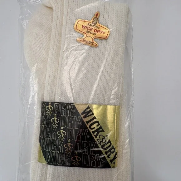 Vintage Wick Dry Crew Socks Orlon Men's 10-13 White Made In USA NOS - 1 Pair - Picture 3 of 6